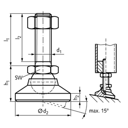 Gelenkteller 2259 NG, Edelstahl, Technische Zeichnung