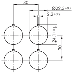 Einbaubuchse RJ45,  Buchse RJ45 / Buchse RJ45, Technische Zeichnung