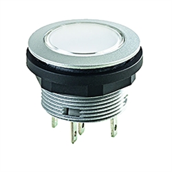 Leuchtdrucktaster taktil, Wechselkontakt, Einbau-Ø 22,3mm, Flachstecker , Produktphoto