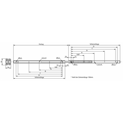 Auszugschienen DZ 2431, Breite 16 mm, bis 20 kg, Vollauszug, Technische Zeichnung