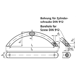 Bogengriffe aus Aluminium, Technische Zeichnung