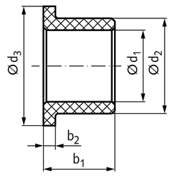 Bundbuchsen BBP aus Polyamid, bis 80ºC, Technische Zeichnung