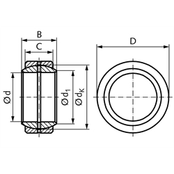 Gelenklager DIN ISO 12240-1, E, nachschmierbar, Technische Zeichnung