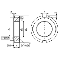 Nutmutter DIN 1804 Form H M90x2 gehärtet und Planflächen geschliffen , Technische Zeichnung