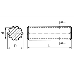 Zahnwelle DIN 5480 20 x 1,25 x 14 Länge 500mm Material C45 gefräste Ausführung, Technische Zeichnung