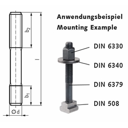 Stiftschraube DIN 6379 Güte 8.8 M24 x 200mm, Technische Zeichnung