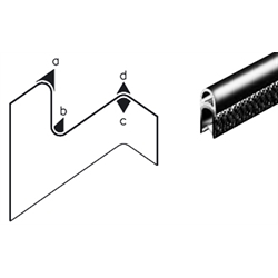 Kantenschutzprofil PVC/EPDM Klemmbereich 1,0 - 4,0 mm Gesamthöhe 21mm Gesamtbreite 10,4mm, Produktphoto