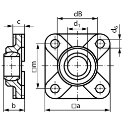 Kunststoff-Flanschlager igubal® EFSM, Technische Zeichnung