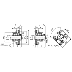 Flanschlagereinheit FK 20 Bohrung 20mm Gehäuse aus Stahl brüniert, Technische Zeichnung