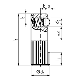 Federnde Seitendruckstücke 2214, Stahl, Technische Zeichnung