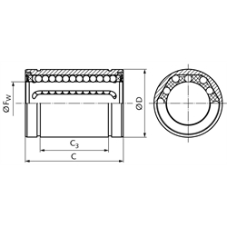 Linearkugellager KB-3-ST ISO-Reihe 3 beidseitig abgedichtet für Wellen-Ø 60mm, Technische Zeichnung