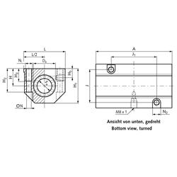 Tandem-Linearkugellager- Einheiten KGT-3 ISO-Reihe 3 geschlossen, Easy-Line, Technische Zeichnung