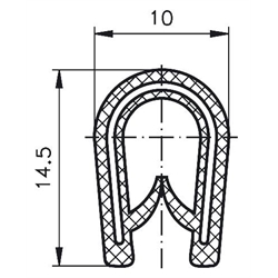 Kantenschutzprofil schmal, rund, Technische Zeichnung