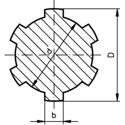 Keilwelle ähnlich DIN ISO 14 Profil KW 32x38 x 1500mm lang Edelstahl 1.4301, Technische Zeichnung