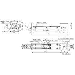 Kompaktlinearachse GKS2650-110-12N-P2 Steigung 2mm Hub 110mm Gesamtlänge 270mm, Technische Zeichnung