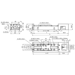 Kompaktlinearachse GKS3060-200-12N-P5 Steigung 5mm Hub 200mm Gesamtlänge 372,5mm, Technische Zeichnung