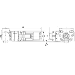 Getriebemotor RBM/I für Radblock RB/I Größe 200 Motortyp 63A8/2 400V 50Hz Wellendurchmesser 35mm Übersetzung 135:1 , Technische Zeichnung