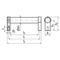 Rohrgriff 333.1 Länge 300 mm d1 20mm Material Aluminium eloxiert , Technische Zeichnung