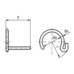 Sicherungsbügel DIN 71805, Stahl verzinkt, Technische Zeichnung