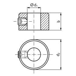 Stellring DIN703 Bohrung 20mm 1.4305 Gewindestift A2 mit Innensechskant, Technische Zeichnung