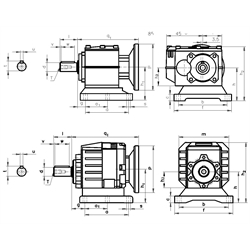 Stirnradgetriebemotor HR/I 0,37kW 230/400V 50Hz Bauform B3 IE2 n2 =15,1 /min Md2=218 Nm (Betriebsanleitung im Internet unter www.maedler.de im Bereich Downloads), Technische Zeichnung