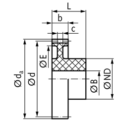 Stirnzahnräder aus Polyacetal Modul 1, Technische Zeichnung