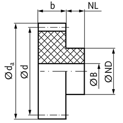 Stirnzahnräder Kunststoff POM schwarz, gefräst, Modul 3, Technische Zeichnung