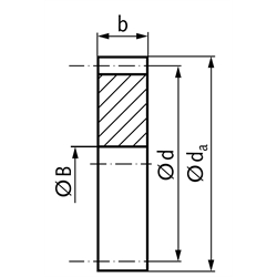 Stirnzahnrad aus C45 ohne Nabe Modul 1,25 70 Zähne Zahnbreite 10mm Außendurchmesser 90mm, Technische Zeichnung